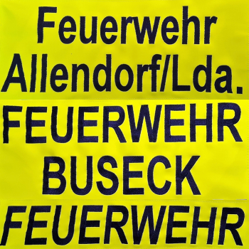 Rückenschild zitronengelb, reflektierend, 38 x 16 cm, gestickt